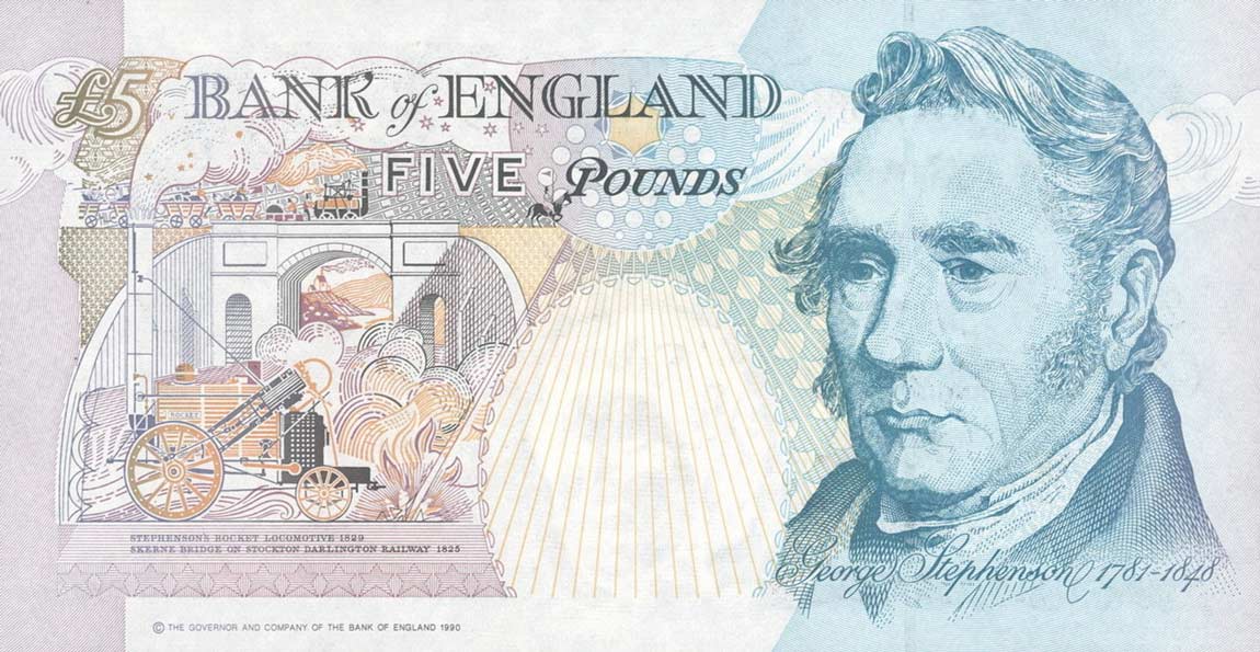 Back of England p382c: 5 Pounds from 1991