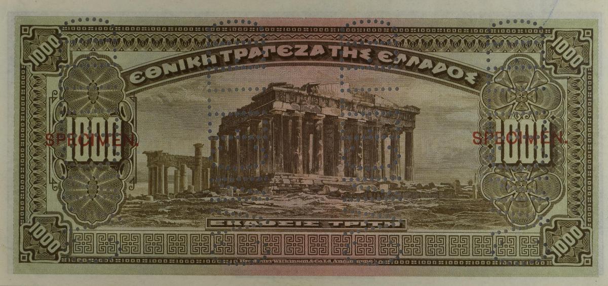 Back of Greece p72ct: 1000 Drachmaes from 1923