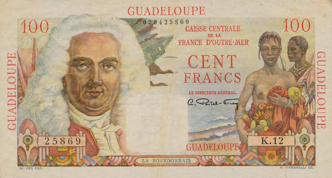 Front of Guadeloupe p35a: 100 Francs from 1947