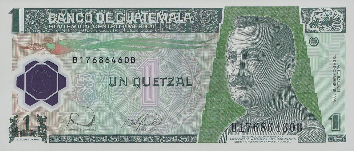 Front of Guatemala p109: 1 Quetzales from 2006