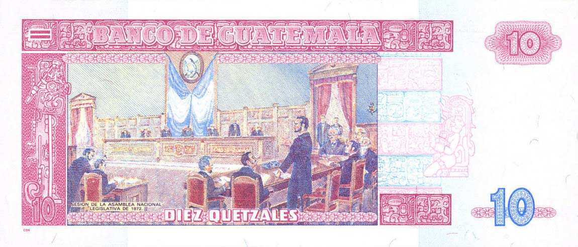 Back of Guatemala p111a: 10 Quetzales from 2006