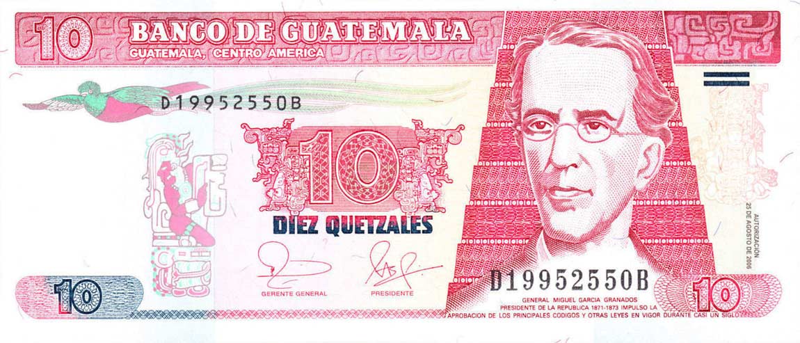 Front of Guatemala p111a: 10 Quetzales from 2006
