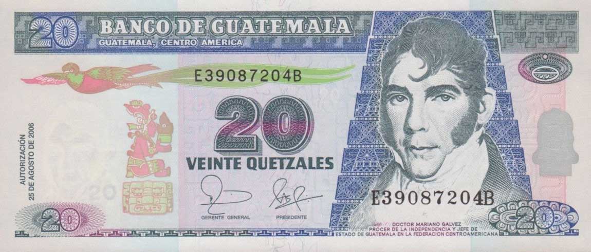 Front of Guatemala p112a: 20 Quetzales from 2006