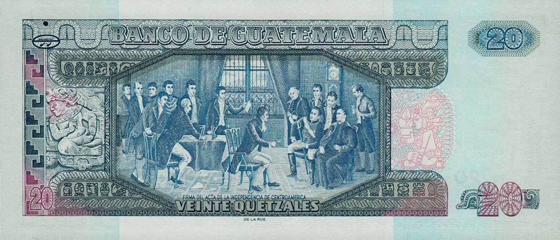 Back of Guatemala p112b: 20 Quetzales from 2007