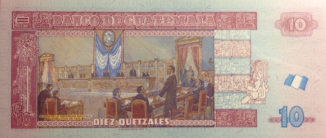 Back of Guatemala p117: 10 Quetzales from 2008