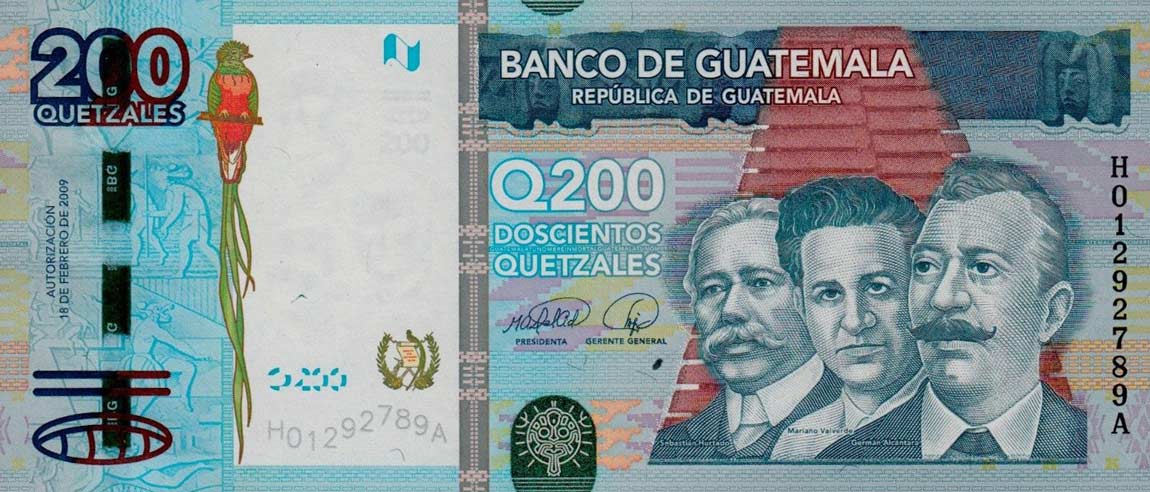 Front of Guatemala p120: 200 Quetzales from 2009