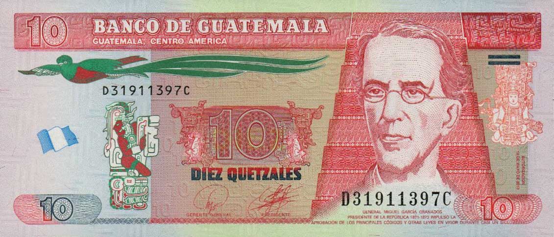 Front of Guatemala p123a: 10 Quetzales from 2010