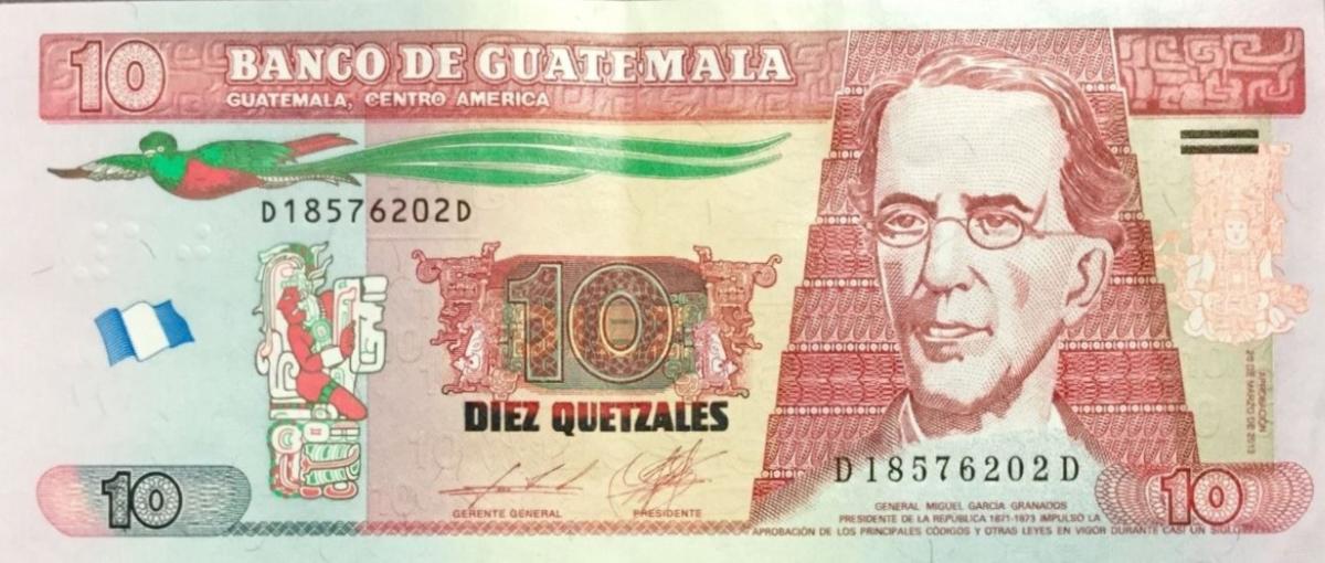 Back of Guatemala p123d: 10 Quetzales from 2013