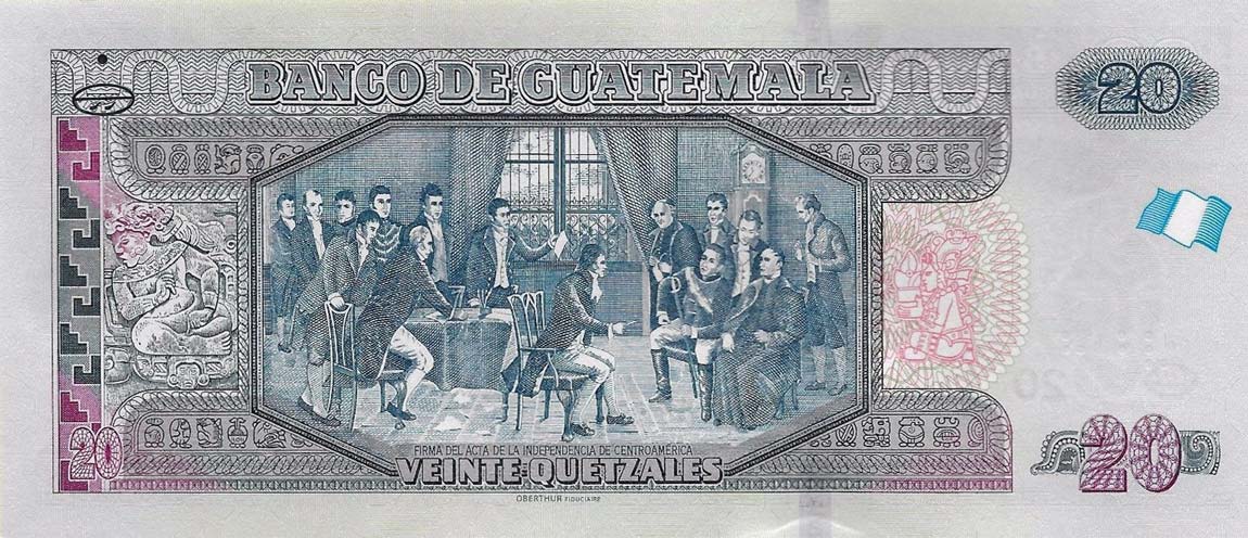 Back of Guatemala p124d: 20 Quetzales from 2014