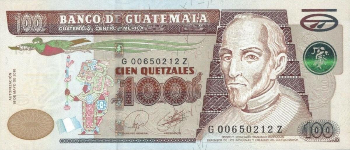 Front of Guatemala p126a: 100 Quetzales from 2010