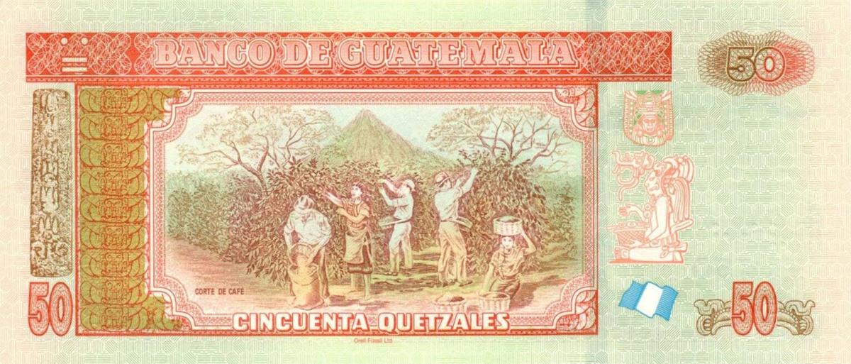 Back of Guatemala p128: 50 Quetzales from 2020