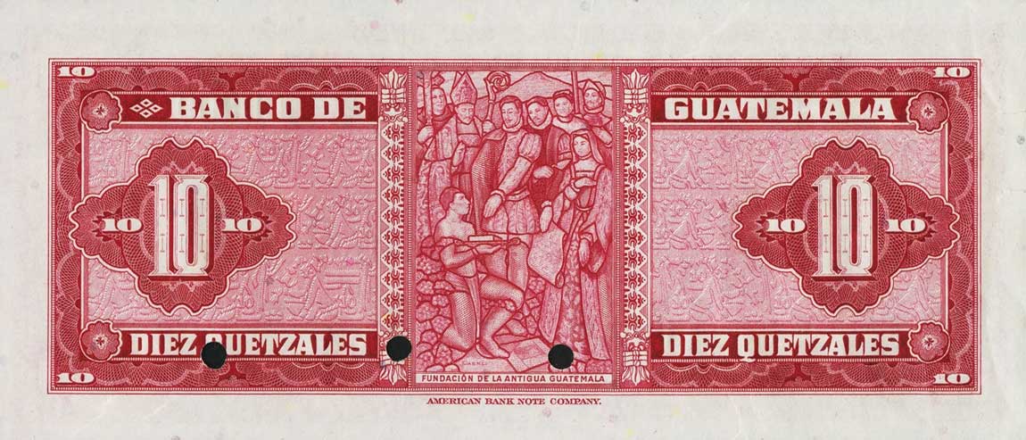Back of Guatemala p26s: 10 Quetzales from 1948