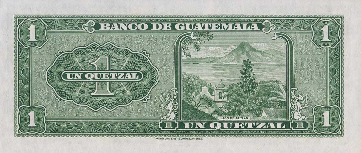 Back of Guatemala p30: 1 Quetzal from 1955