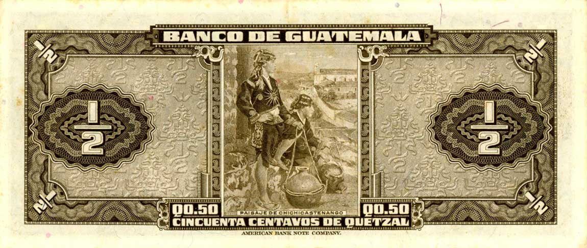 Back of Guatemala p35a: 0.5 Quetzal from 1958