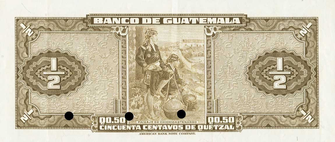 Back of Guatemala p35s: 0.5 Quetzal from 1958