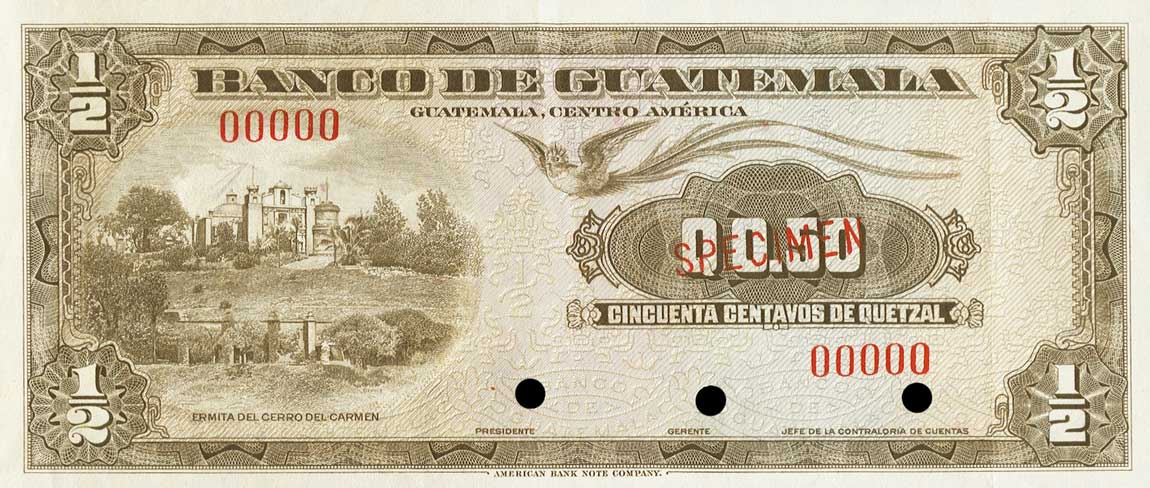 Front of Guatemala p35s: 0.5 Quetzal from 1958