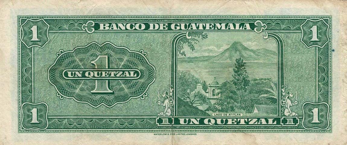 Back of Guatemala p36a: 1 Quetzal from 1957