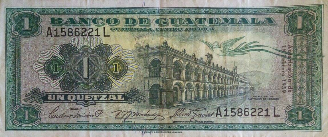 Front of Guatemala p42a: 1 Quetzal from 1959