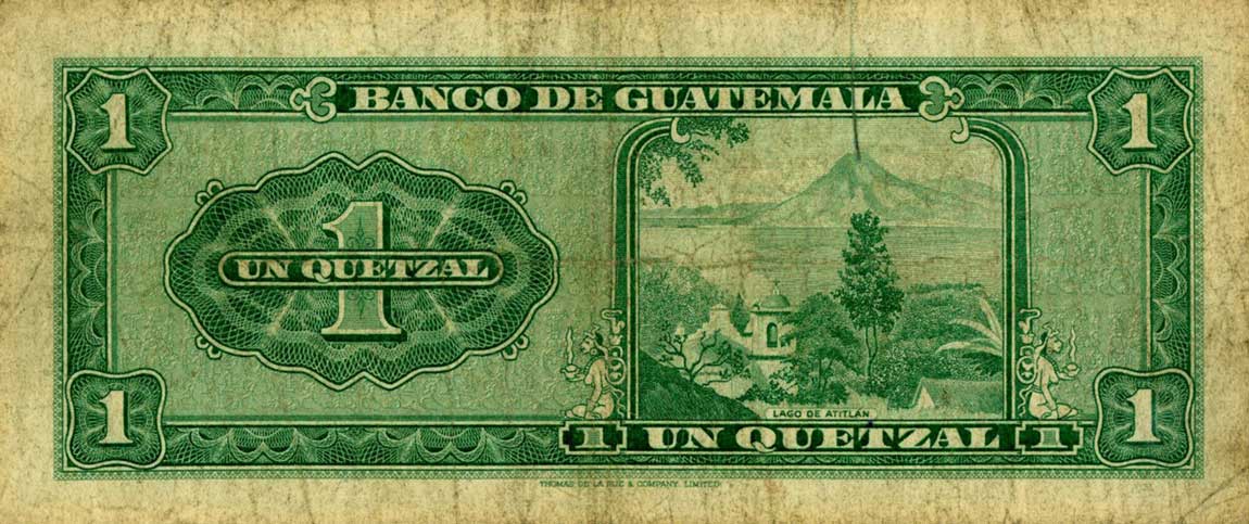 Back of Guatemala p43f: 1 Quetzal from 1964