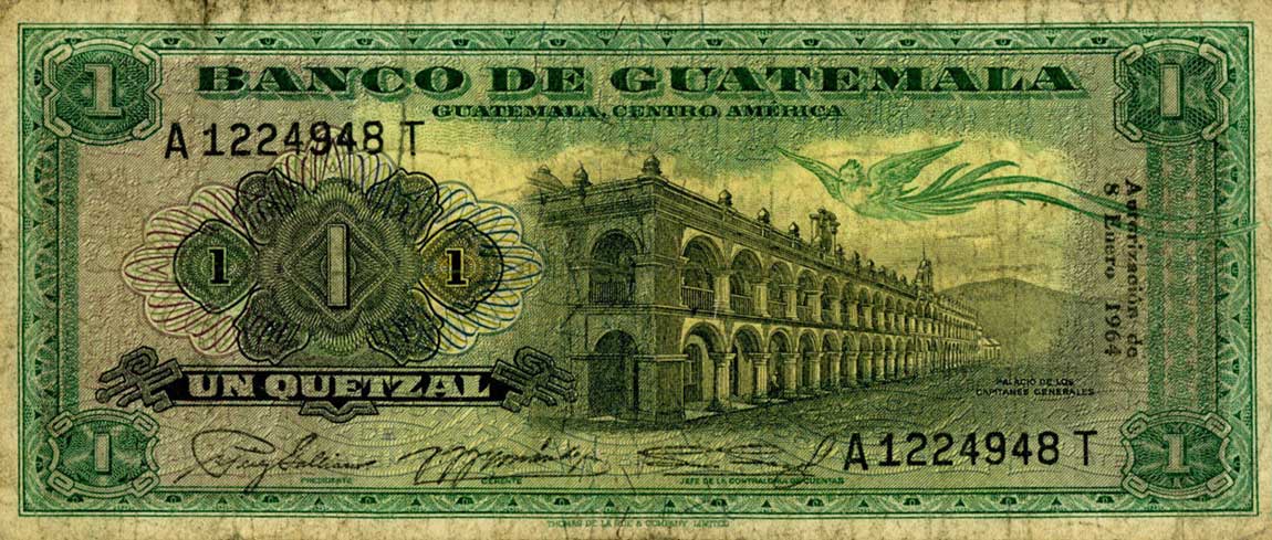 Front of Guatemala p43f: 1 Quetzal from 1964