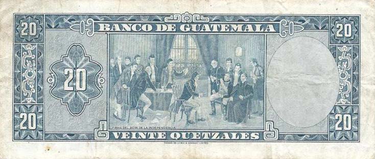 Back of Guatemala p55g: 20 Quetzales from 1971