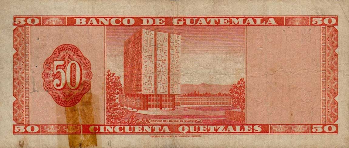 Back of Guatemala p56c: 50 Quetzales from 1969
