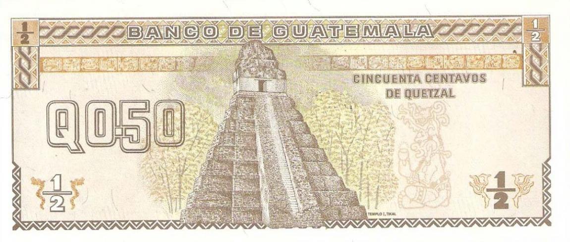 Back of Guatemala p72b: 0.5 Quetzal from 1992