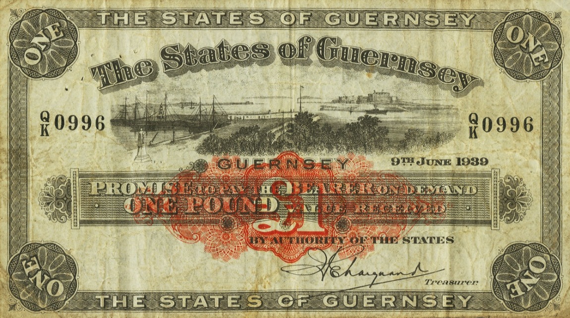 Front of Guernsey p16a: 1 Pound from 1934