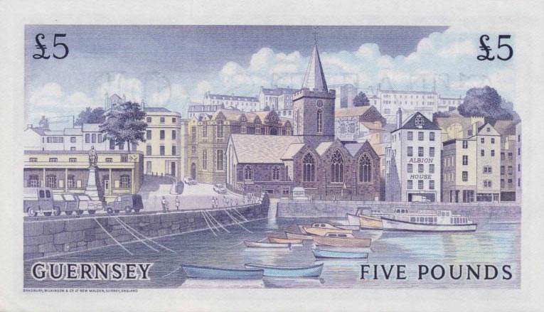 Back of Guernsey p46a: 5 Pounds from 1969