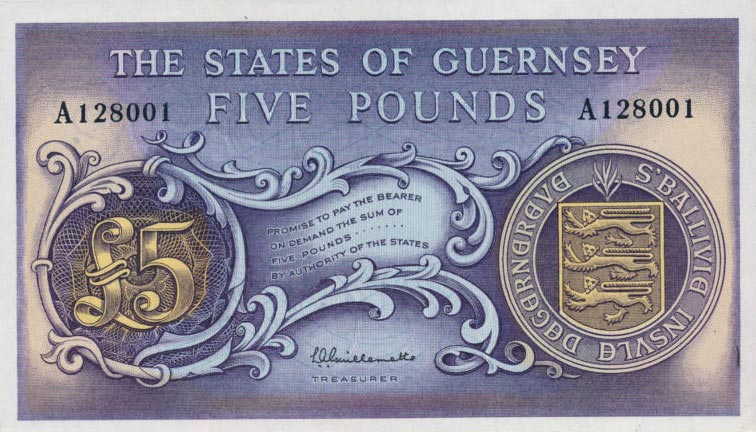 Front of Guernsey p46a: 5 Pounds from 1969