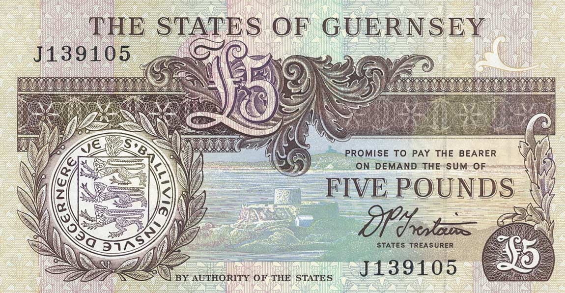 Front of Guernsey p53b: 5 Pounds from 1990