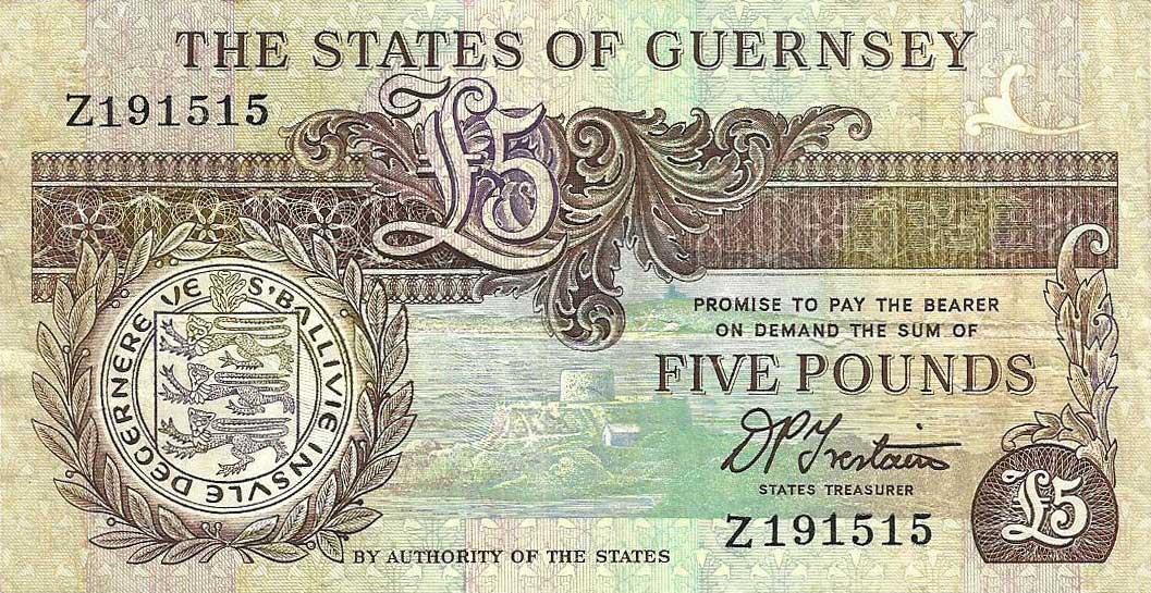 Front of Guernsey p53r: 5 Pounds from 1990