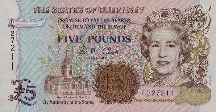 Front of Guernsey p56b: 5 Pounds from 1996