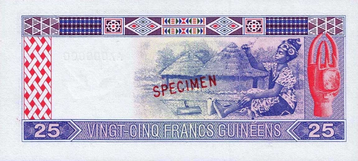 Back of Guinea p28s: 25 Francs from 1985