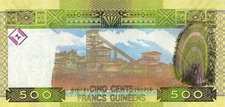 Back of Guinea p39a: 500 Francs from 2006