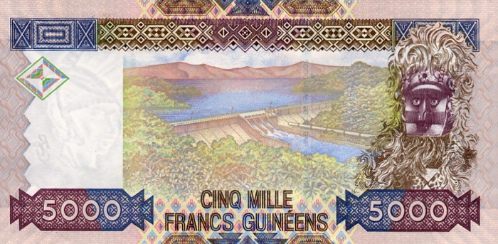 Back of Guinea p41a: 5000 Francs from 2006