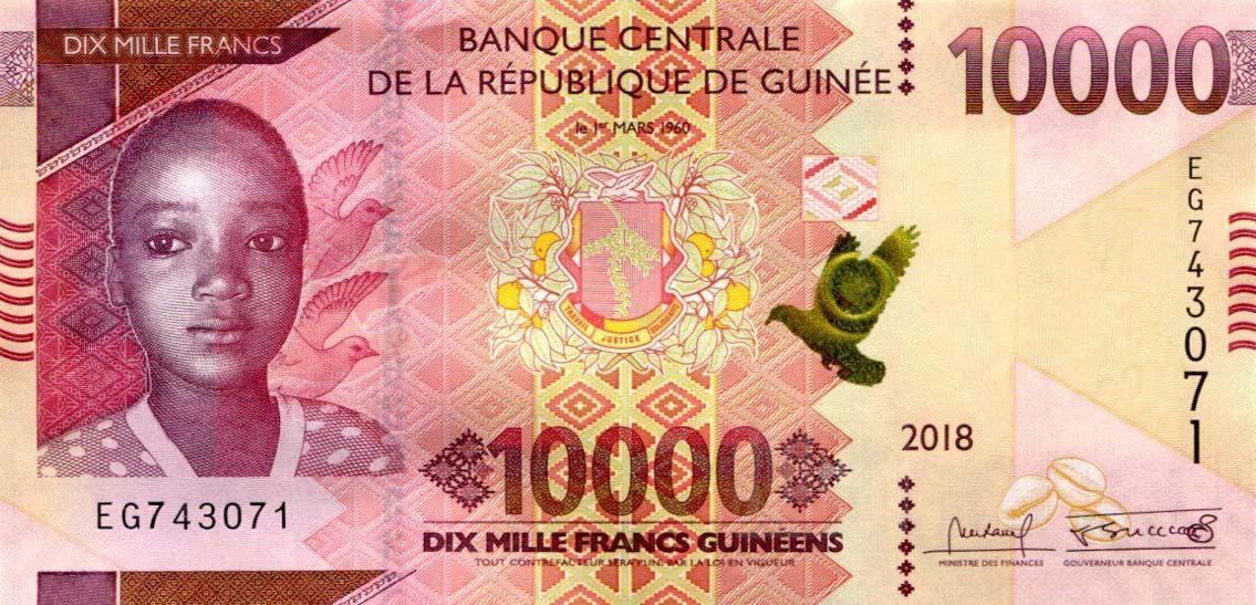 Front of Guinea p49Aa: 10000 Francs from 2018