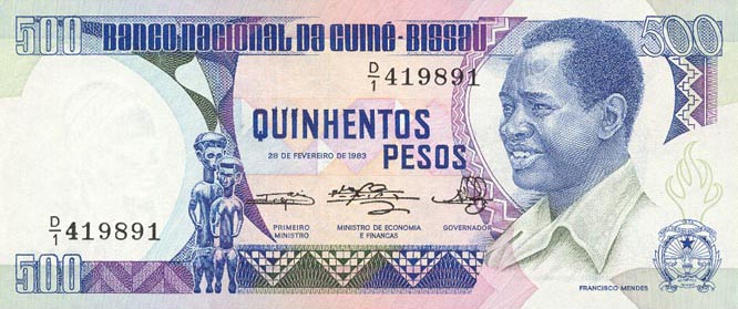 Front of Guinea-Bissau p7a: 500 Pesos from 1983