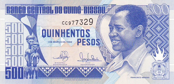 Front of Guinea-Bissau p12: 500 Pesos from 1990