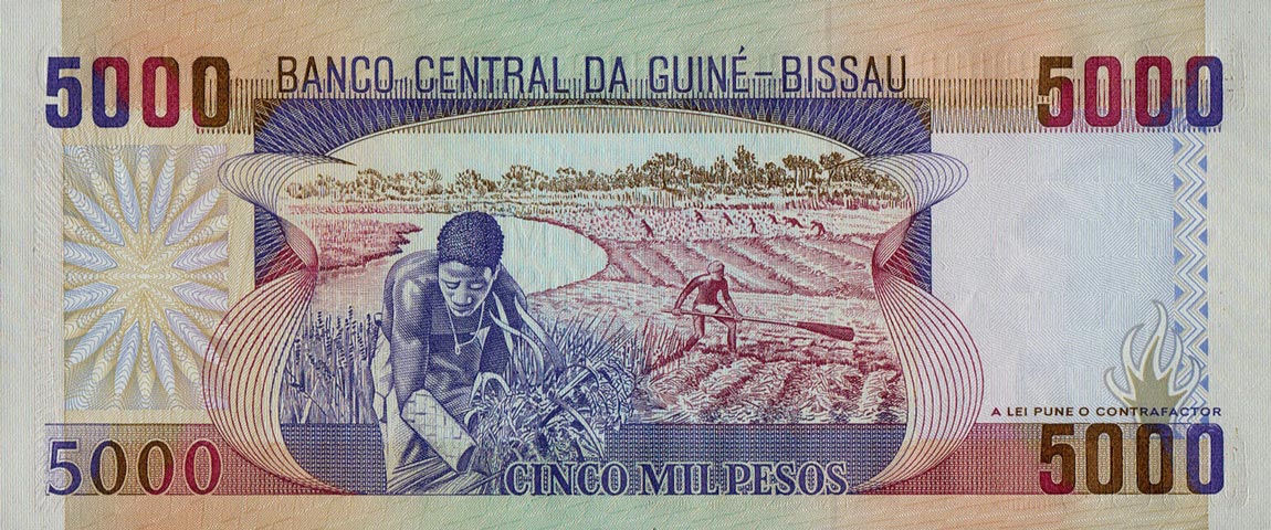 Back of Guinea-Bissau p14r: 5000 Pesos from 1990