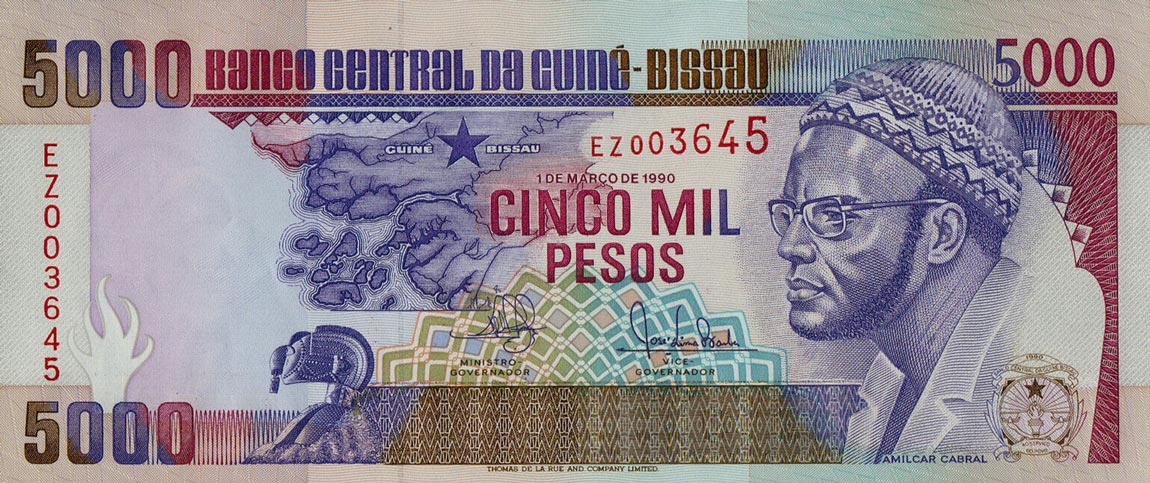 Front of Guinea-Bissau p14r: 5000 Pesos from 1990