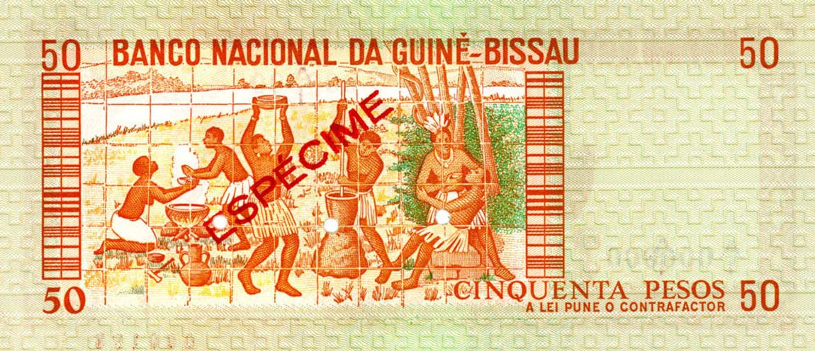 Back of Guinea-Bissau p5s: 50 Pesos from 1983