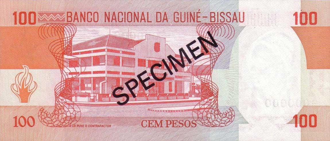 Back of Guinea-Bissau p6s: 100 Pesos from 1983