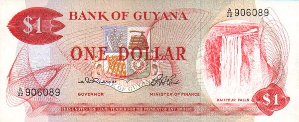 Front of Guyana p21a: 1 Dollar from 1966