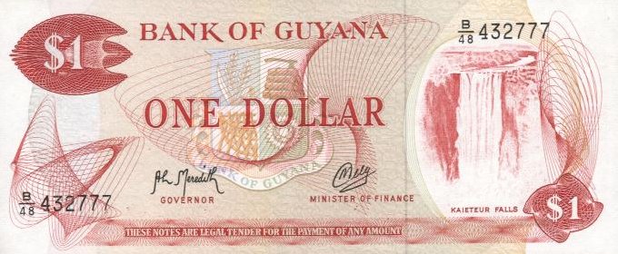Front of Guyana p21g: 1 Dollar from 1966