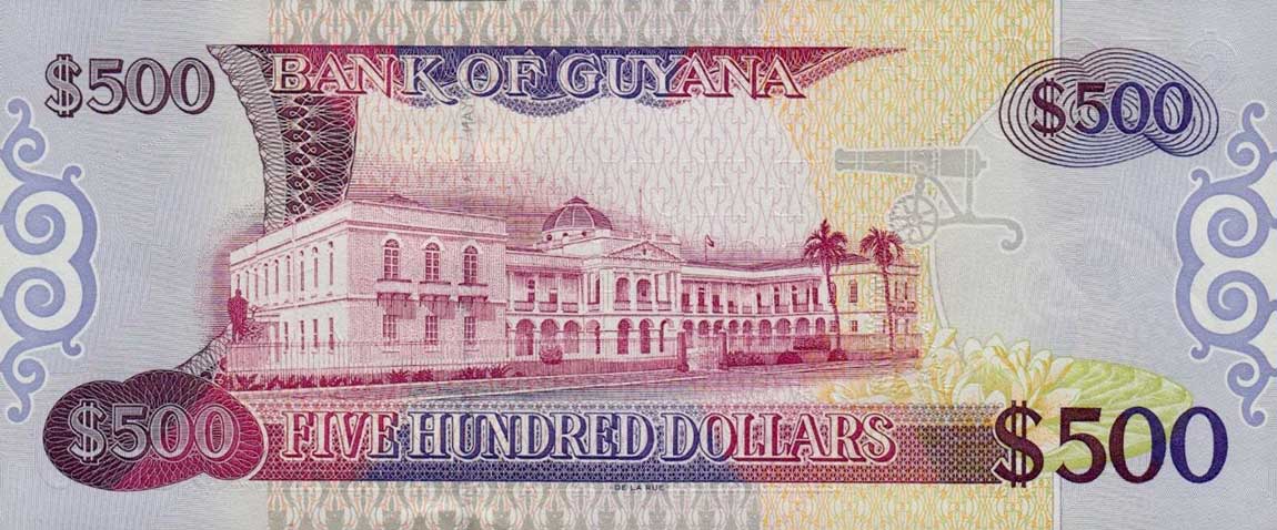 Back of Guyana p34a: 500 Dollars from 2002
