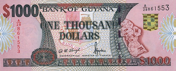 Front of Guyana p35: 1000 Dollars from 2000