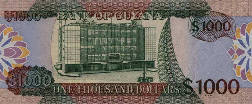 Back of Guyana p38b: 1000 Dollars from 2011
