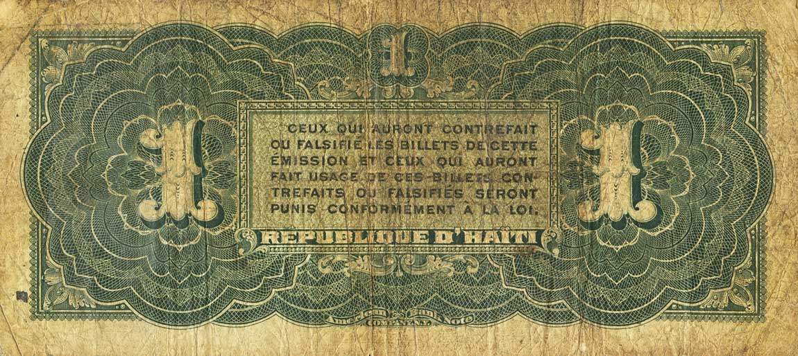 Back of Haiti p110a: 1 Gourde from 1903