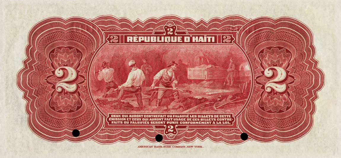 Back of Haiti p132s: 2 Gourdes from 1914